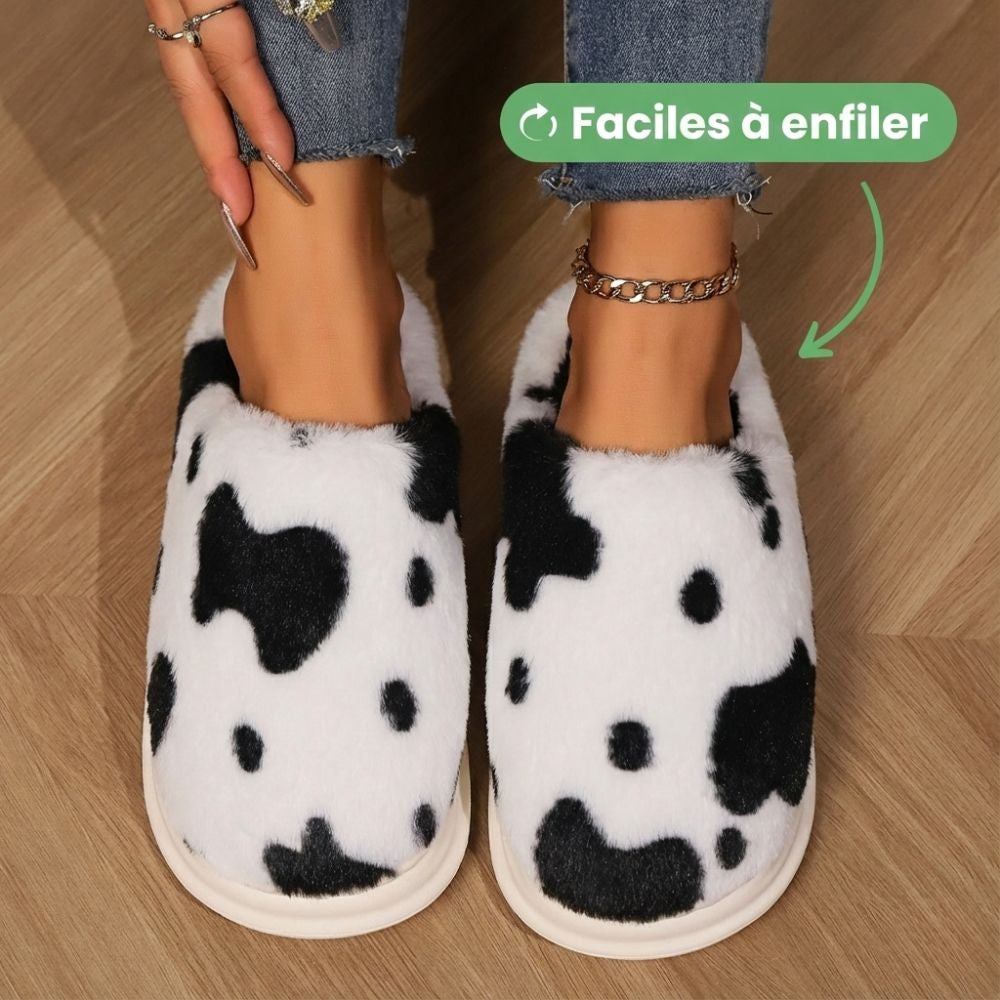 COWZY™ - Chausson Vache Femme – Chaleur & Confort Cocooning