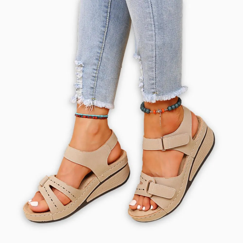 Talons Femme Sandales Orthopediques Compensées Été - Chaussures Confortables