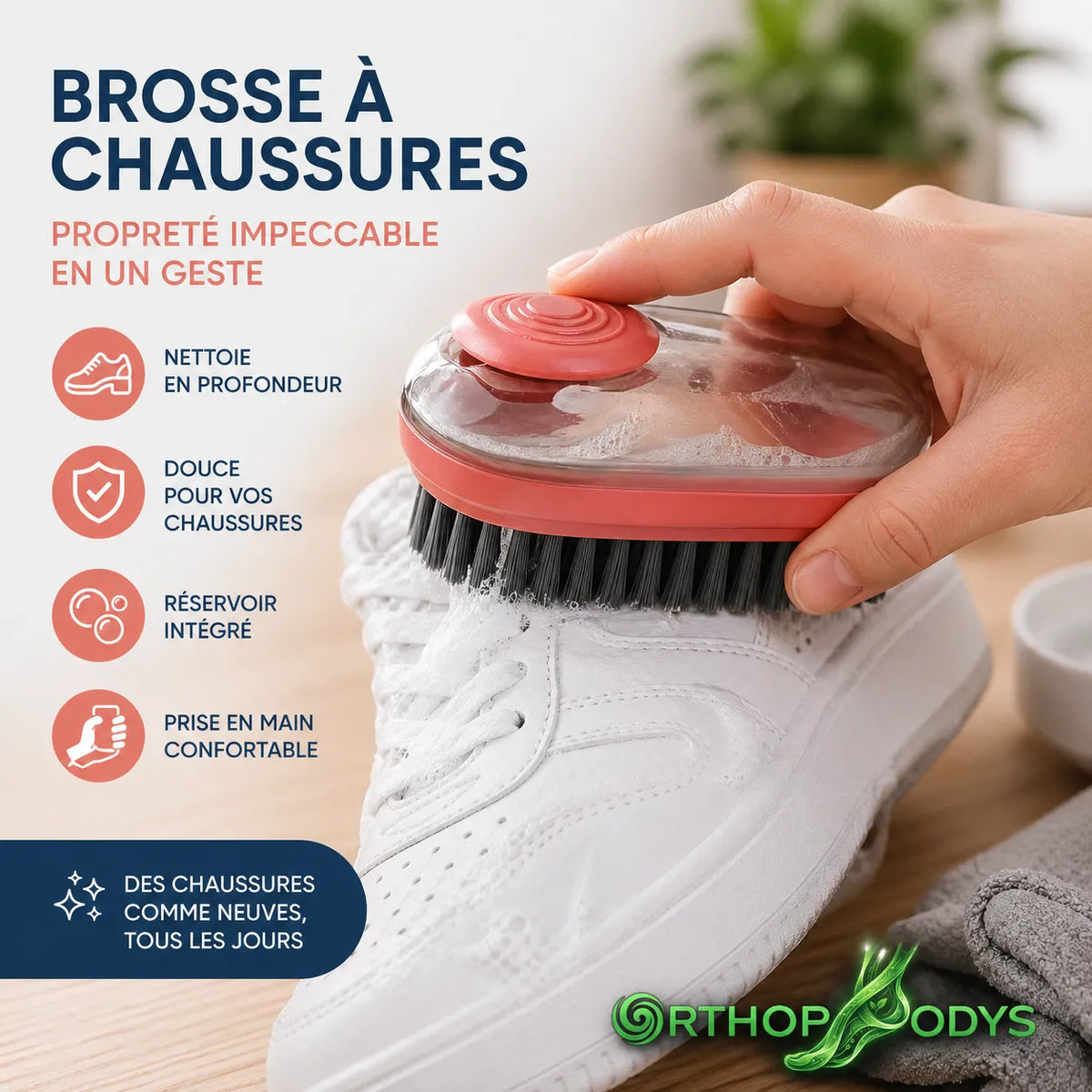 ORTHOBRUSH™ | Brosse nettoyante chaussure — Entretien précis, grip ergonomique