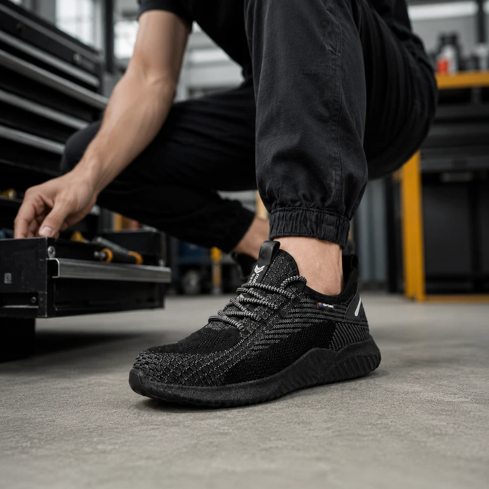 AERISAFE chaussure de sécurité homme légère noire en situation de travail Image