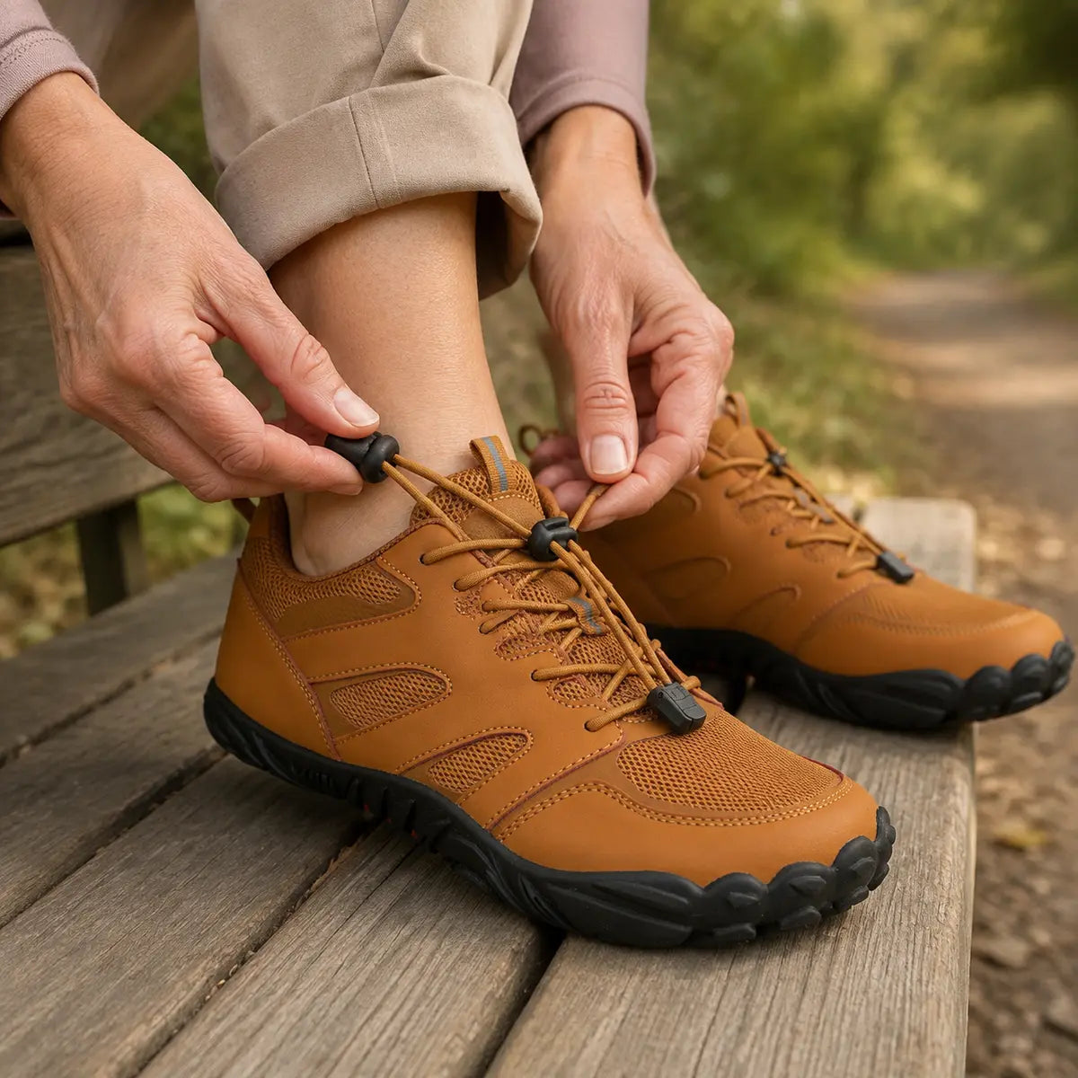 Réglage du laçage élastique des chaussures de randonnée femme ALTÉLYA™ Image