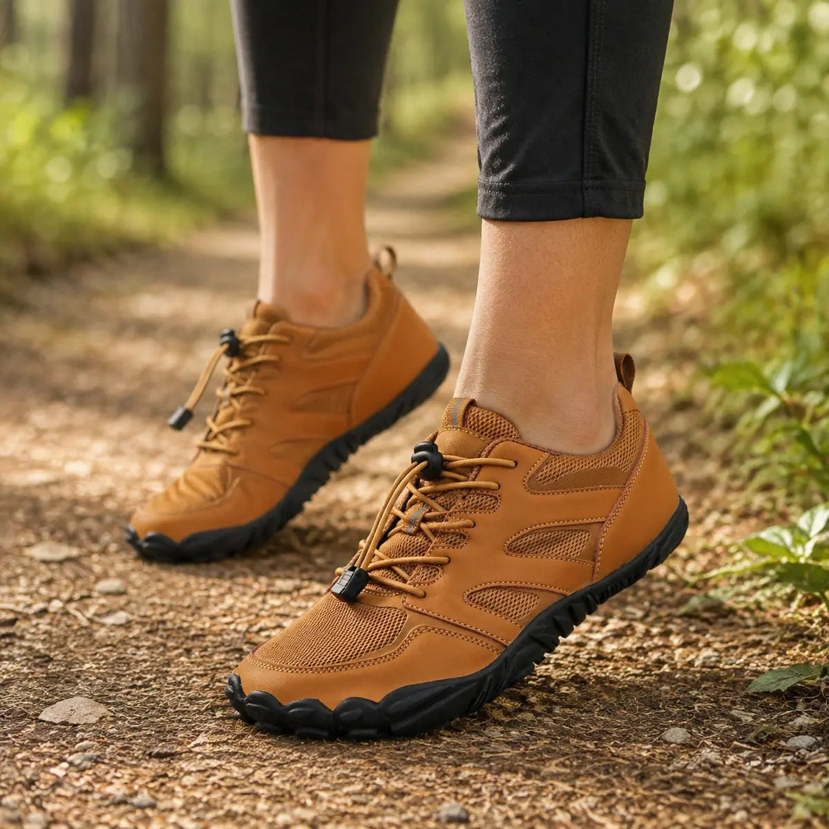 Chaussures de randonnée légères femme ALTÉLYA™ portées sur un sentier boisé Image