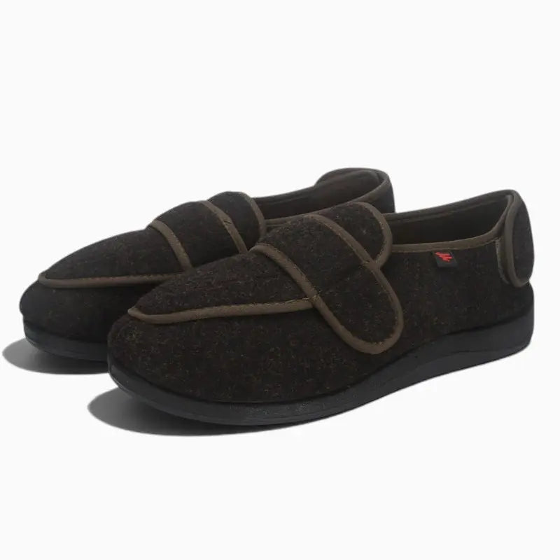 Chaussons orthopédiques Orthopodys, marque exploitée par AIIBORI (SASU), marron, ajustables pour pieds larges et gonflés
