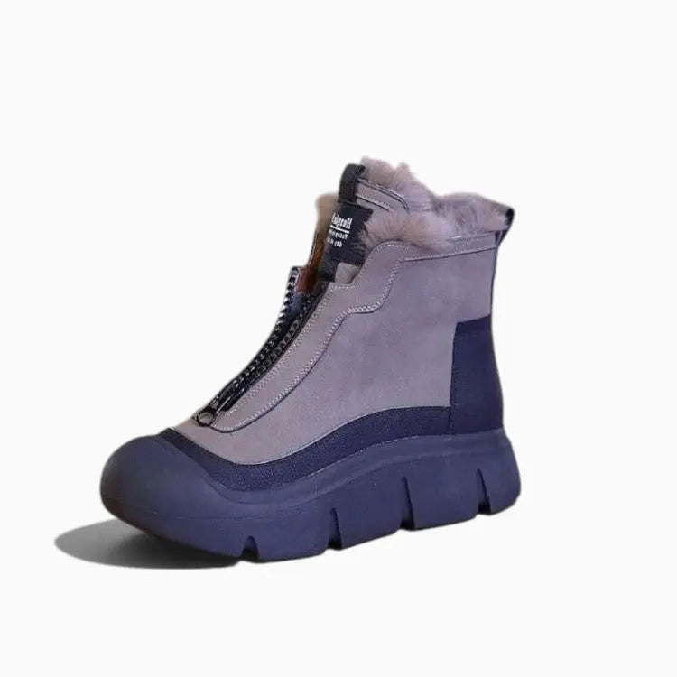 ARCTÉA bottine fourrée femme tendance grise à zip frontal