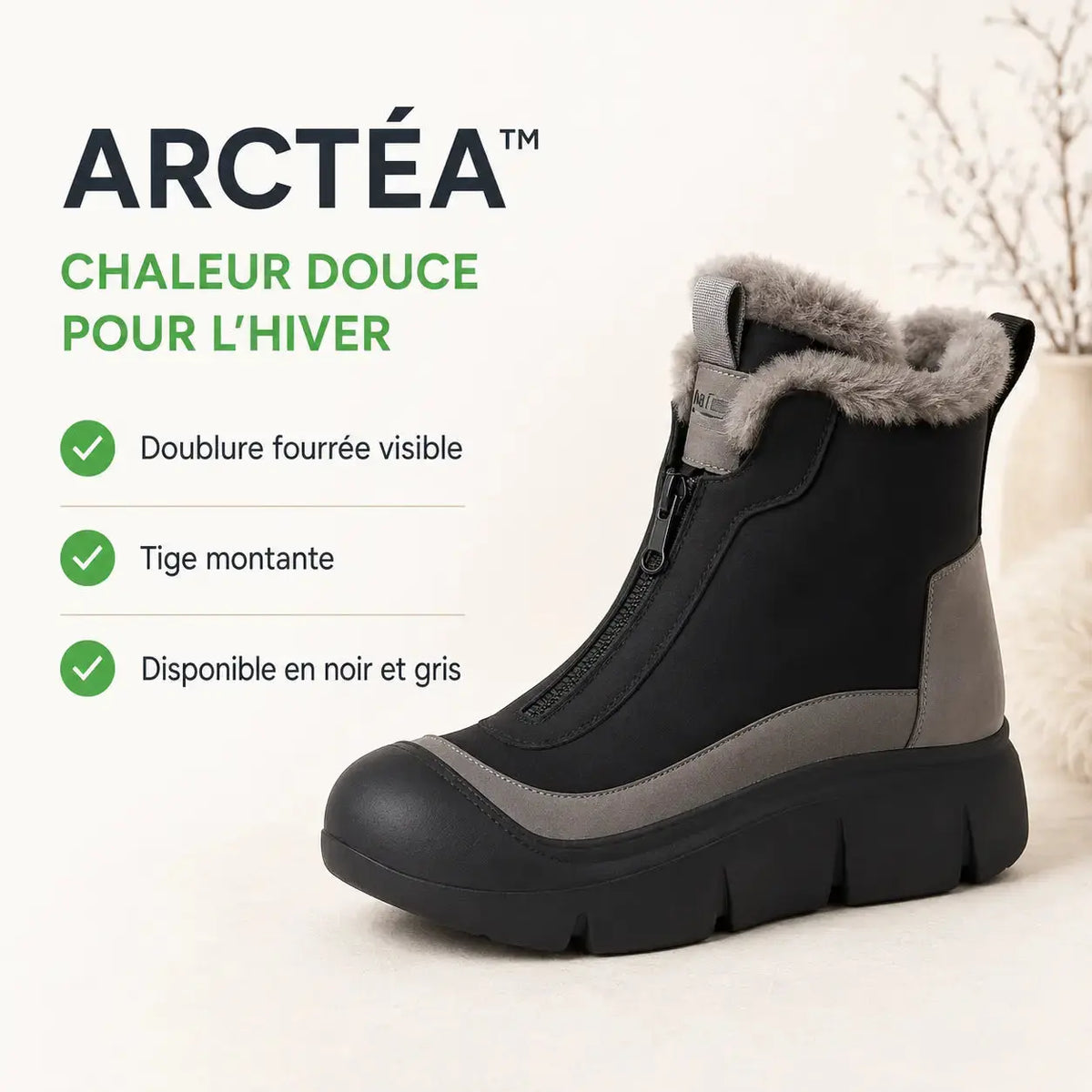 ARCTÉA bottine fourrée femme – chaleur douce pour l’hiver