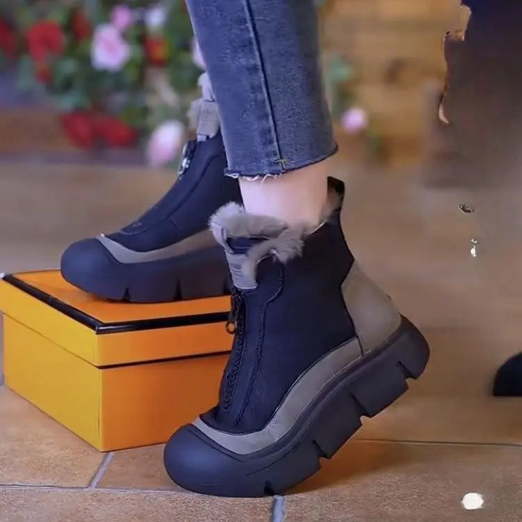 ARCTÉA bottines fourrées femme à semelle épaisse portées