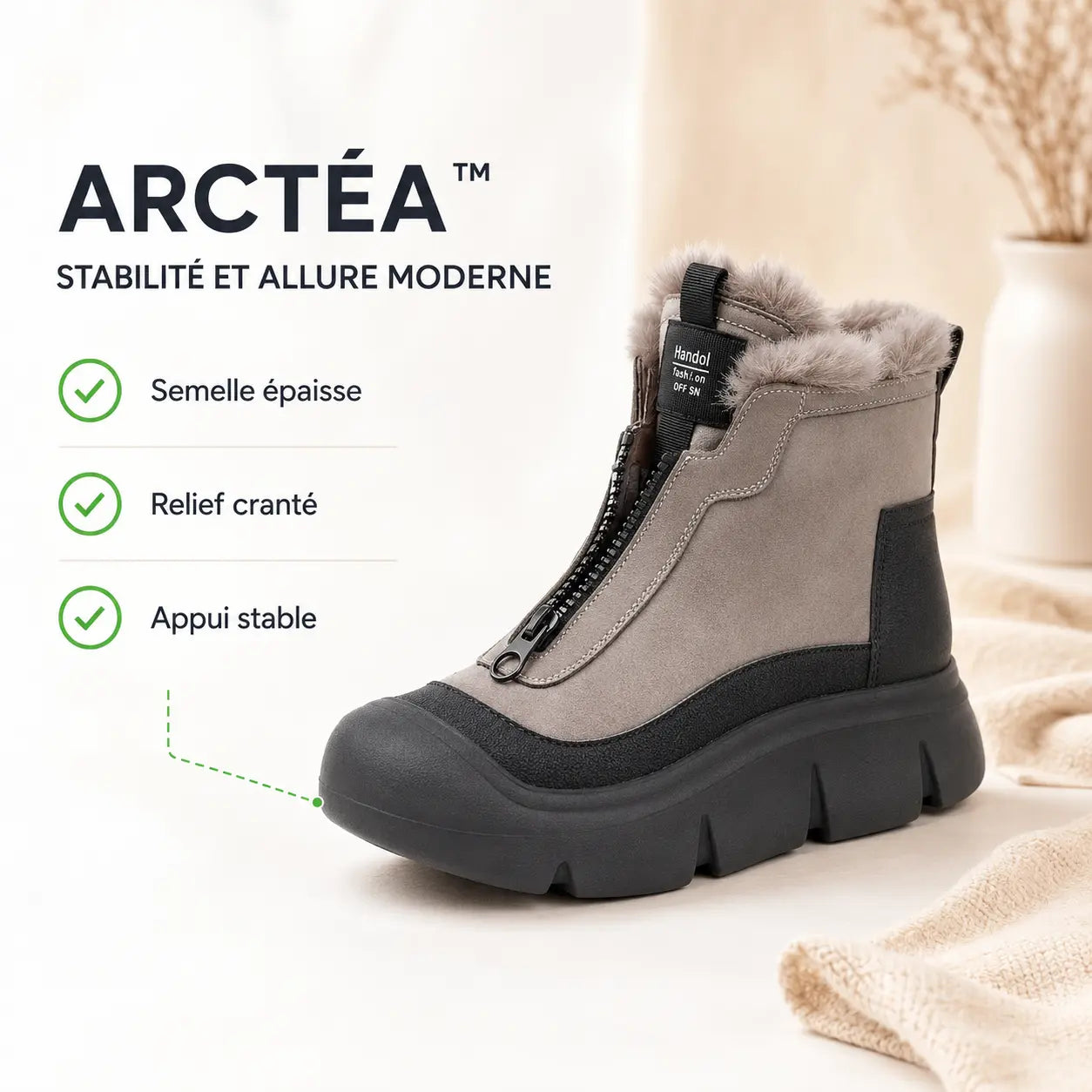 ARCTÉA bottines fourrées femme tendance – semelle épaisse et appui stable Image