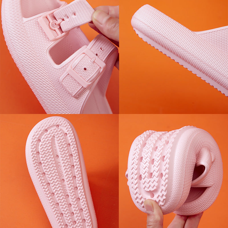 NELYA™ mules double bride femme rose, détail boucle et plateforme épaisse Image