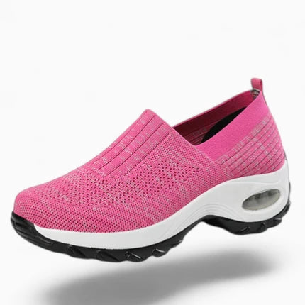 chaussure confort rose foncé close up