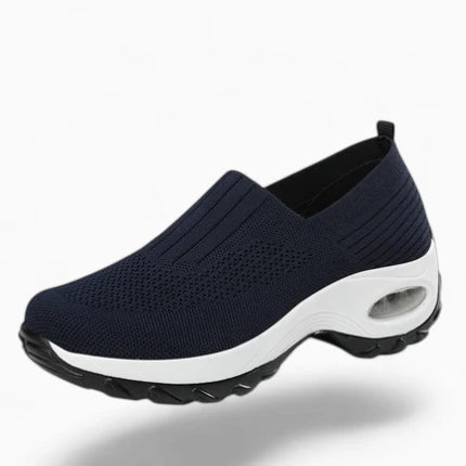 Chaussure orthopédique femme bleu marine — maille extensible respirante bout rond