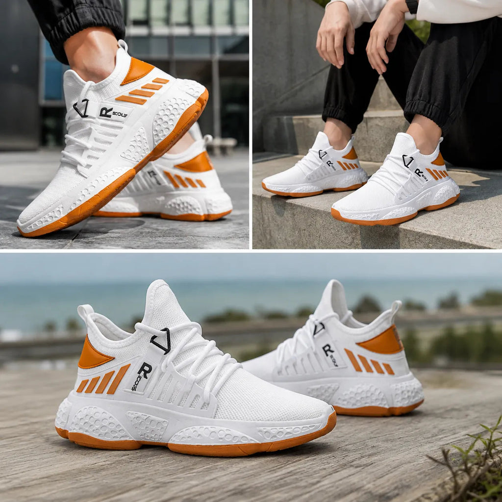 Basket Orthopodys AEROVAN blanche et orange en mesh respirant avec semelle EVA légère pour homme