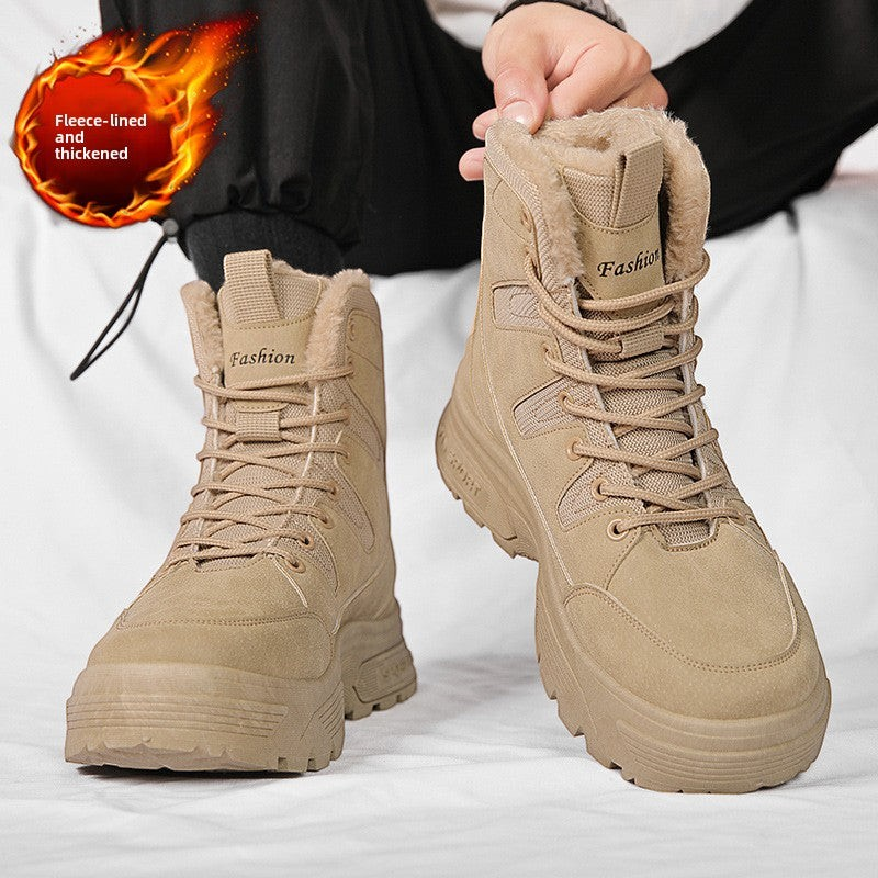 Bottes de neige Orthopodys NÉVORAK beige pour homme avec doublure en peluche, tige montante et semelle antidérapante