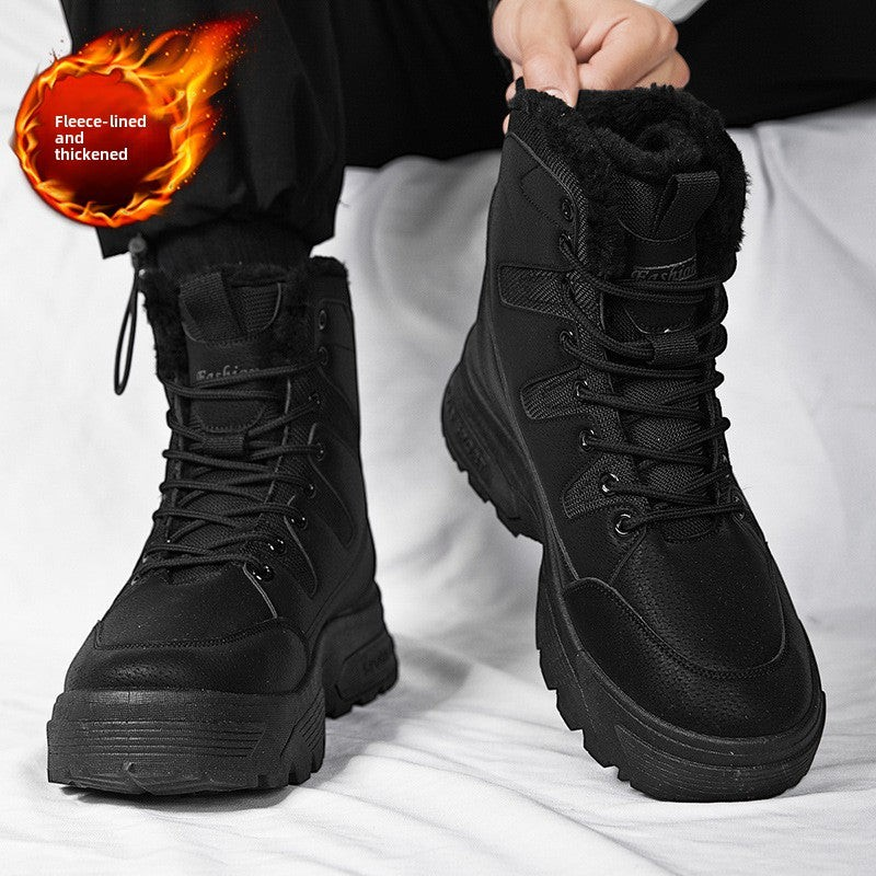 Botte de neige homme Orthopodys noire montante avec doublure en peluche chaude et semelle crantée antidérapante