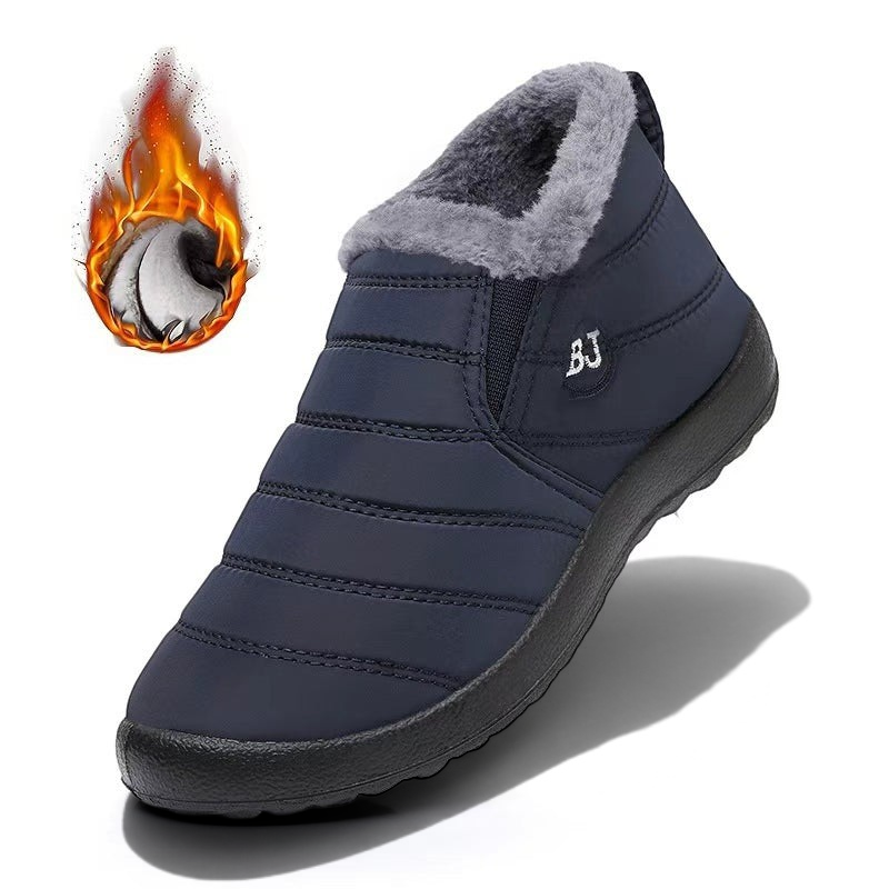 Bottines femme Orthopodys bleu marine fourrées, sans lacets, idéales pour l'hiver avec semelle antidérapante