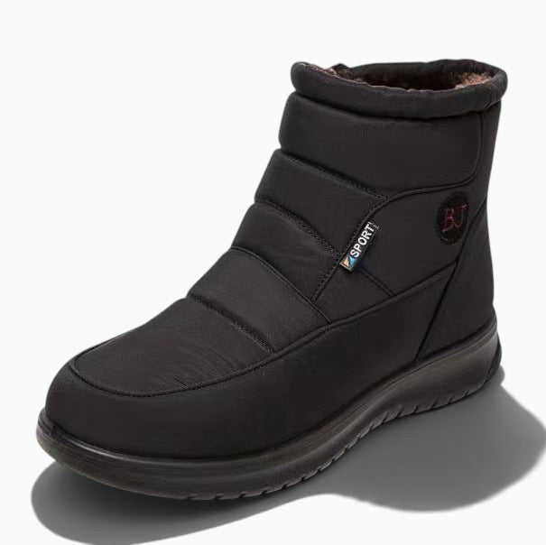 Bottines fourrées femme noires Orthopodys avec fermeture zippée, doublure chaude et semelle en caoutchouc confortable.