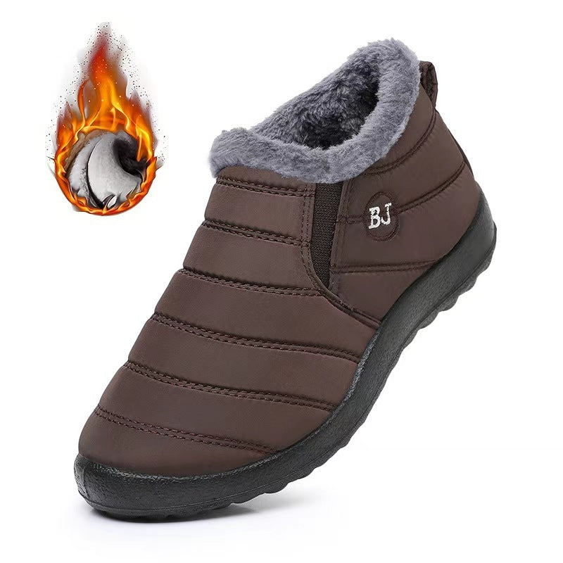 Bottines neige Orthopodys marron pour femme avec intérieur fourré, sans lacets et semelle antidérapante