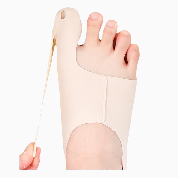 Chaussette hallux valgus Orthopodys marque exploitée par AIIBORI (SASU) beige en nylon et spandex avec bande ajustable