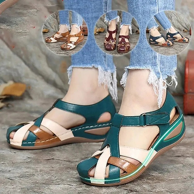 AURELIA™ - Chaussure femme sandale compensée – Élégance & Confort Inégalés