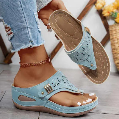 SOLENA™ - Sandales compensées confortables en cuir pour femmes – Élégance et bien-être garantis Image