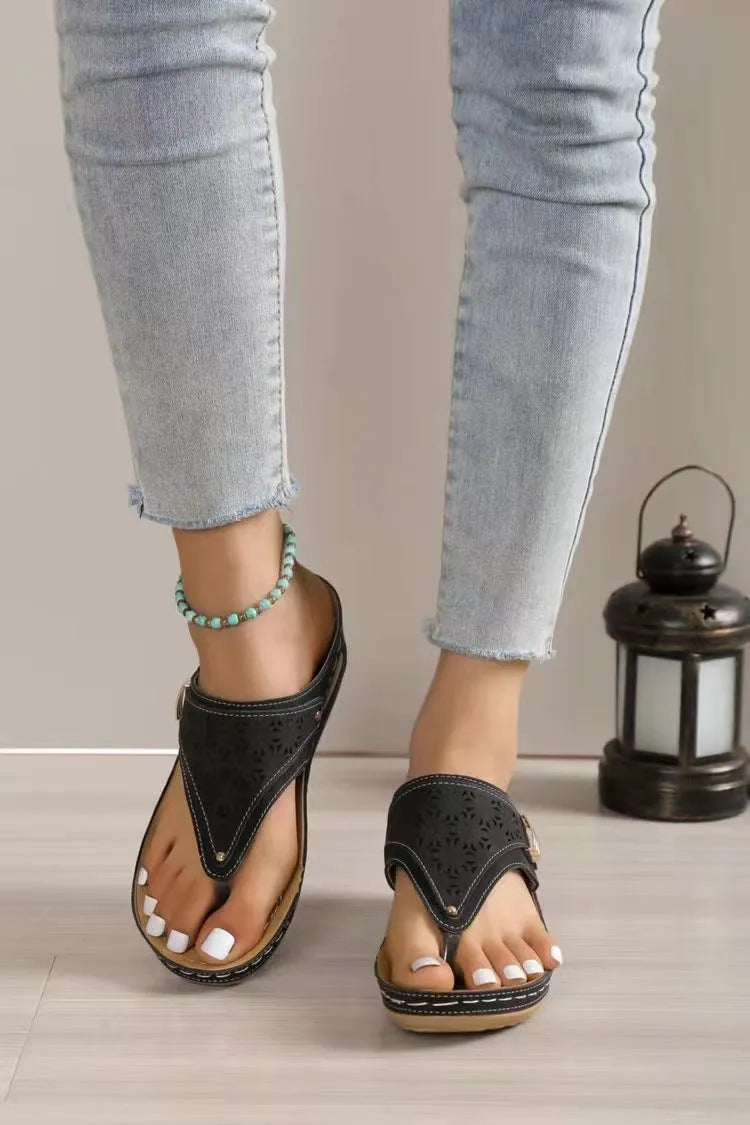 SOLENA™ - Sandales compensées confortables en cuir pour femmes – Élégance et bien-être garantis
