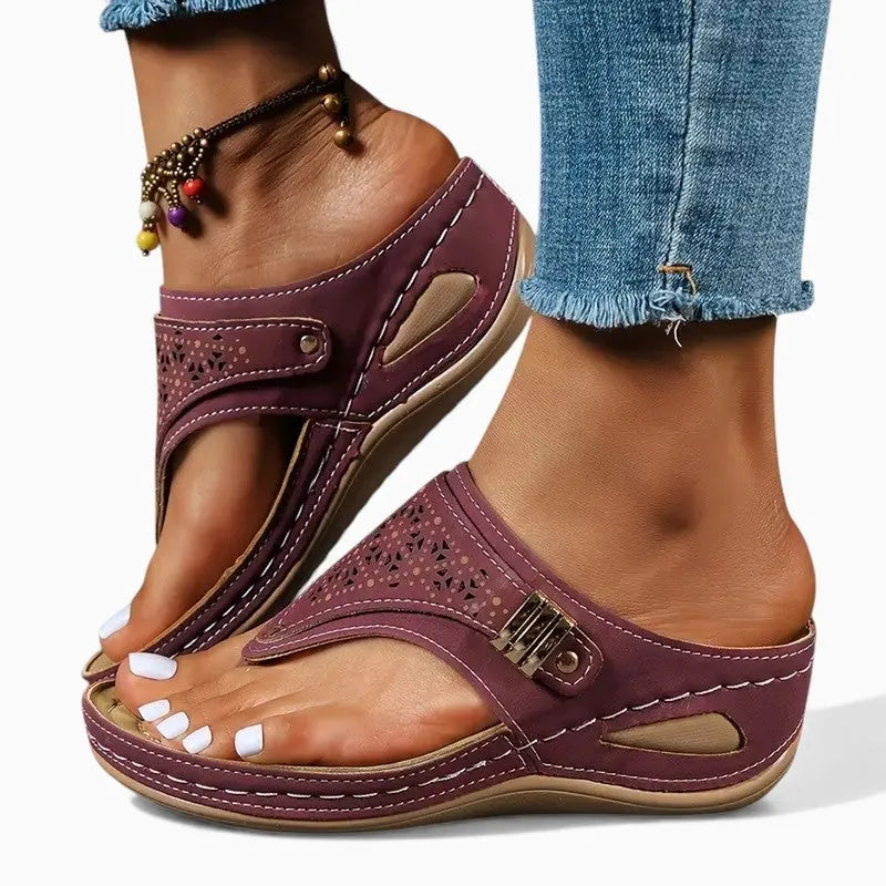 SOLENA™ - Sandales compensées confortables en cuir pour femmes – Élégance et bien-être garantis