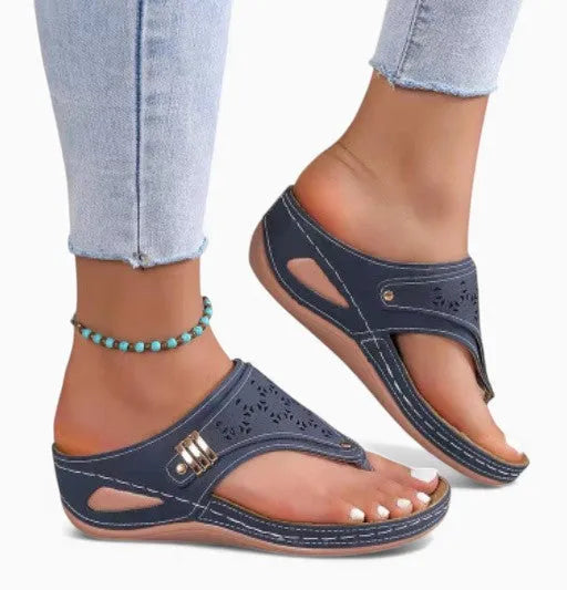 SOLENA™ - Sandales compensées confortables en cuir pour femmes – Élégance et bien-être garantis