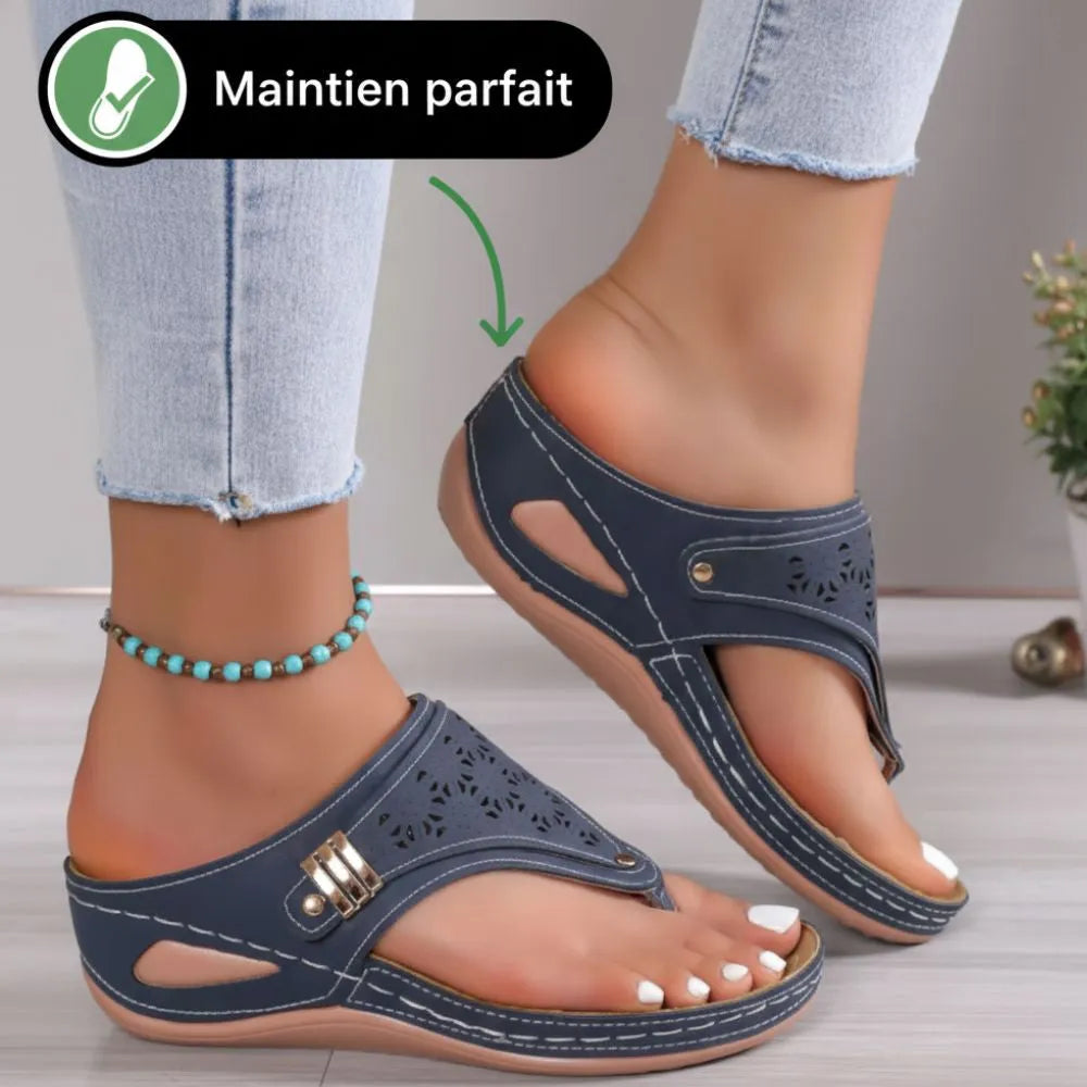 SOLENA™ - Sandales compensées confortables en cuir pour femmes – Élégance et bien-être garantis