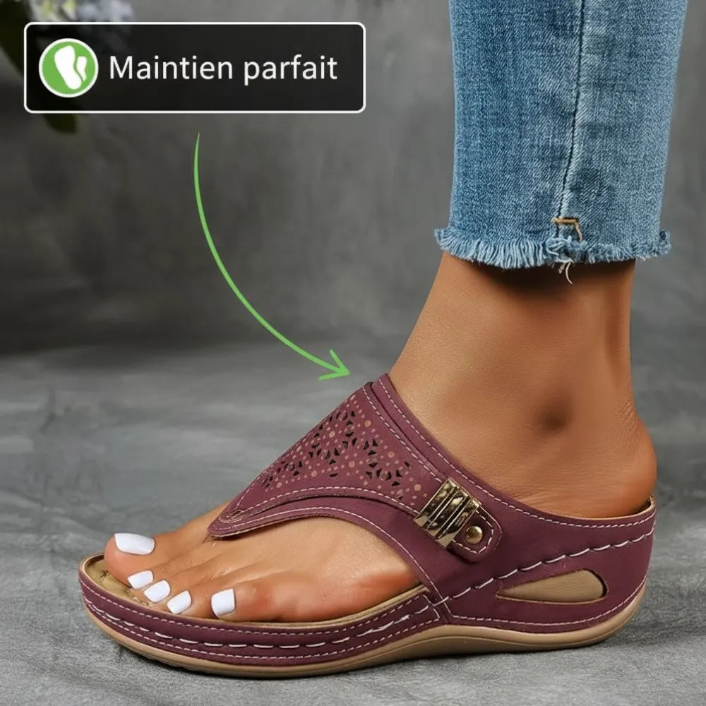 SOLENA™ - Sandales compensées confortables en cuir pour femmes – Élégance et bien-être garantis Image
