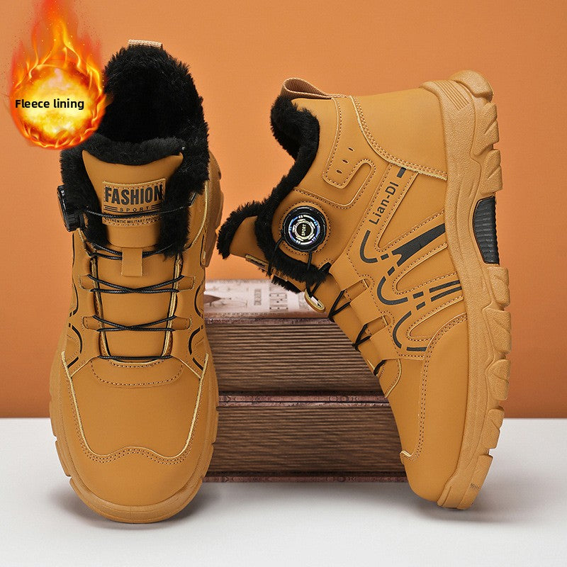 Chaussure hiver homme Orthopodys KELVOR montante couleur camel avec doublure fourrée noire et système de serrage rapide