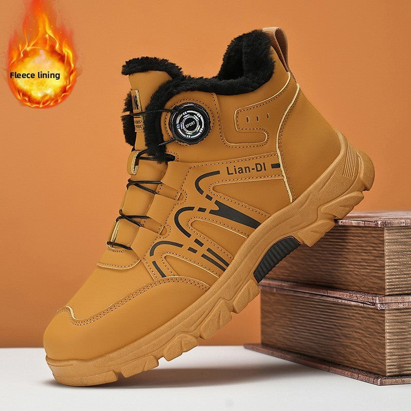 Chaussure hiver homme Orthopodys, marque exploitée par AIIBORI (SASU), montante, couleur camel avec doublure fourrée