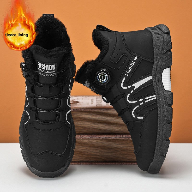 Chaussure hiver homme Orthopodys, modèle montante noir avec doublure fourrée et système de serrage rapide par molette.