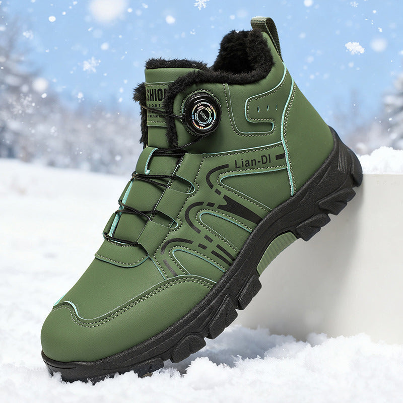 Chaussure hiver homme Orthopodys, marque exploitée par AIIBORI (SASU), montante, vert olive, fourrée, serrage molette
