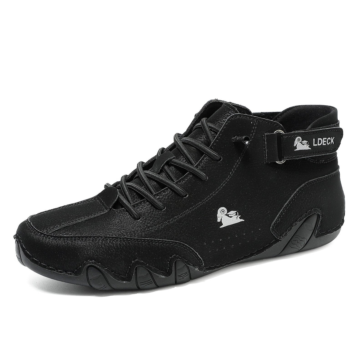 Chaussure montante homme Orthopodys NORDVAN noire en microfibre avec lacets et bride ajustable à la cheville