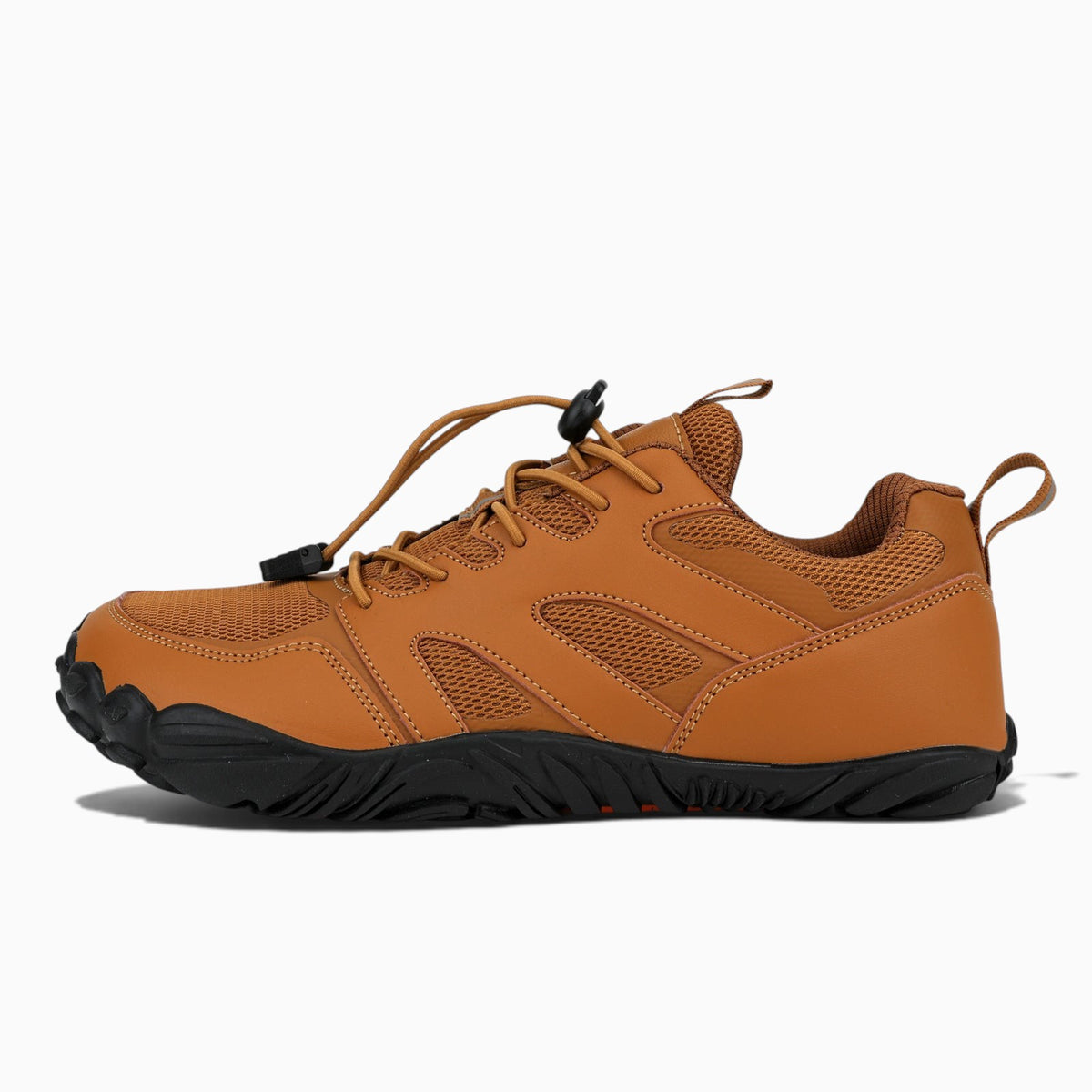 Chaussures de randonnée femme Orthopodys, marque exploitée par AIIBORI (SASU), marron en mesh avec laçage élastique.