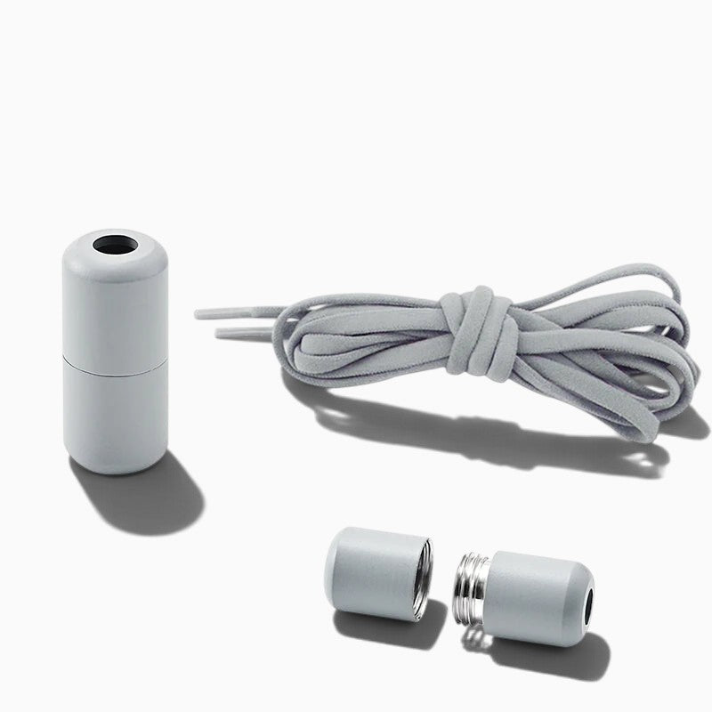 Lacets élastiques gris plats LACÉO par Orthopodys avec fermetures métalliques vissables pour baskets