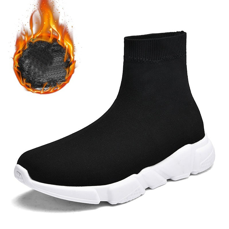 Basket chaussette femme Orthopodys, marque exploitée par AIIBORI (SASU), noire montante sans lacets avec semelle blanche