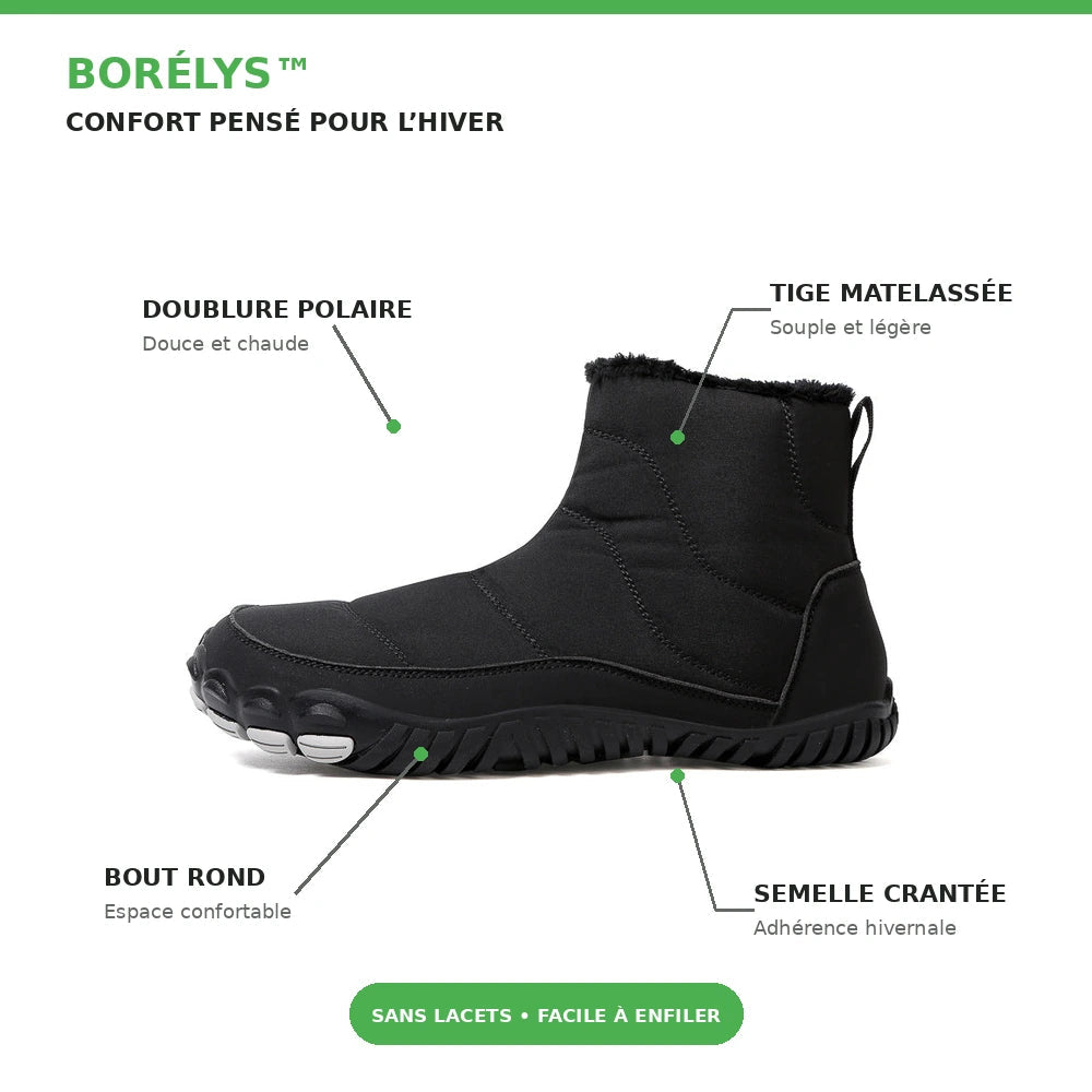 Boots neige femme Orthopodys, marque exploitée par AIIBORI (SASU), noires, matelassées, doublure polaire, semelle crantée