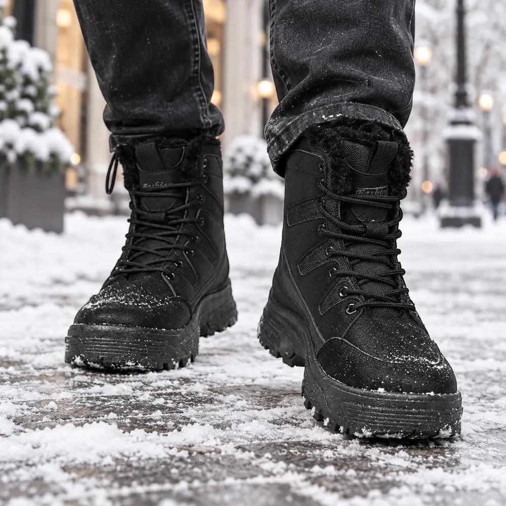 Botte de neige homme Orthopodys, marque exploitée par AIIBORI (SASU), noire, imperméable avec doublure en peluche