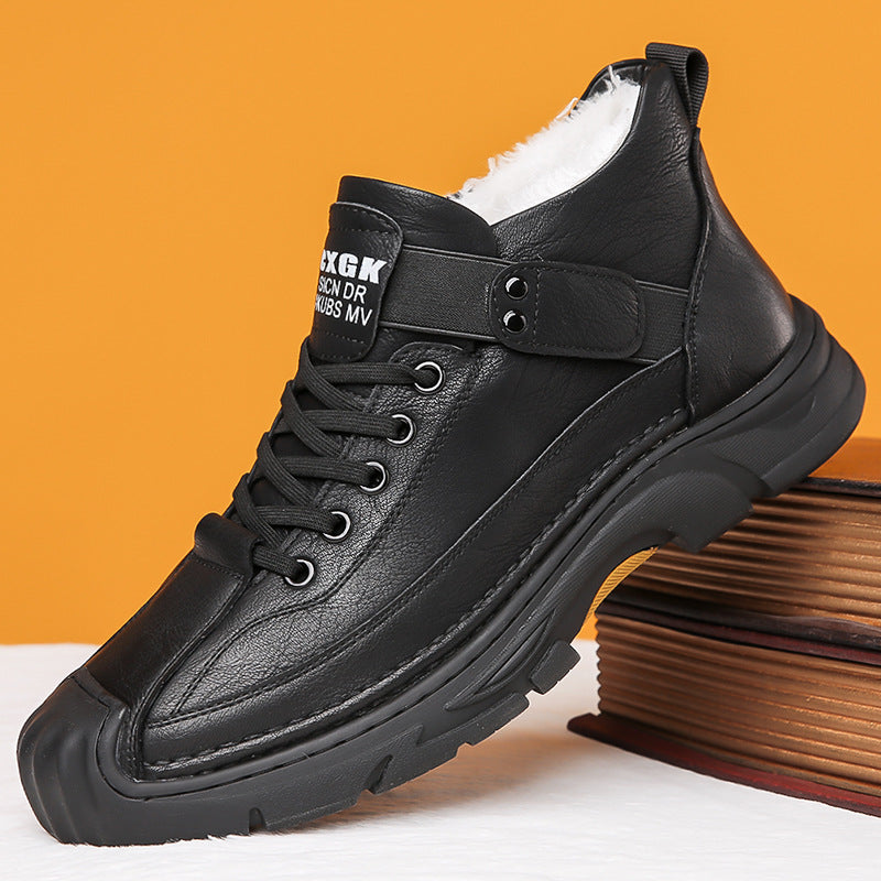 Bottes homme en cuir noir VULMOR par Orthopodys, marque exploitée par AIIBORI (SASU), avec doublure polaire chaude.