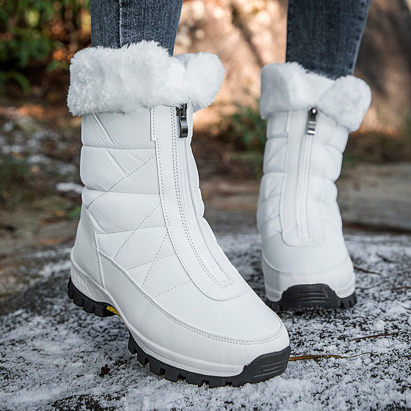 Bottes de neige femme blanches ALPÉLYA™ par Orthopodys, marque exploitée par AIIBORI (SASU), avec fourrure et zip avant