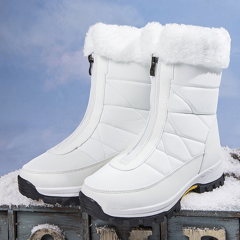 Bottes de neige femme blanches ALPÉLYA™ par Orthopodys, marque exploitée par AIIBORI (SASU), avec fourrure et zip avant