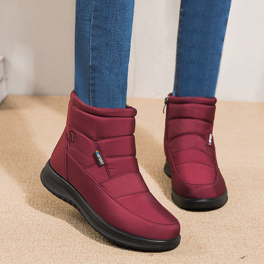 Bottines fourrées imperméables rouges GLACÉVA™ par Orthopodys, marque exploitée par AIIBORI (SASU), avec zip latéral