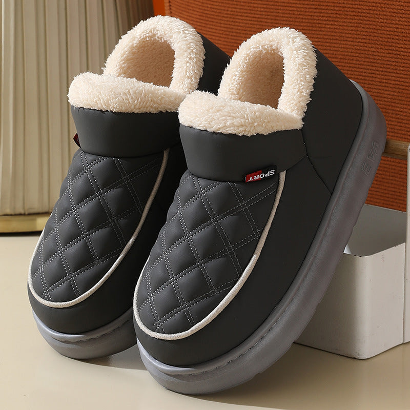 Chaussons montants Orthopodys pour femme gris matelassés avec doublure polaire et semelle plateforme épaisse