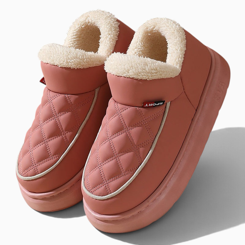Chaussons d'intérieur femme Orthopodys, marque exploitée par AIIBORI (SASU), roses matelassés avec doublure polaire