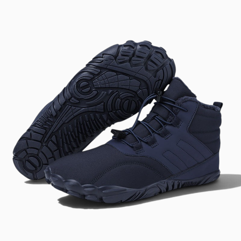 Chaussures chaudes Orthopodys, marque exploitée par AIIBORI (SASU) bleu marine en toile oxford avec semelle à crampons