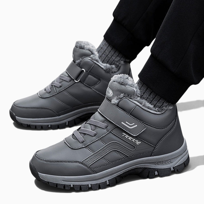 Chaussures fourrées femme Orthopodys, marque exploitée par AIIBORI (SASU), grises avec velcro et doublure polaire chaude