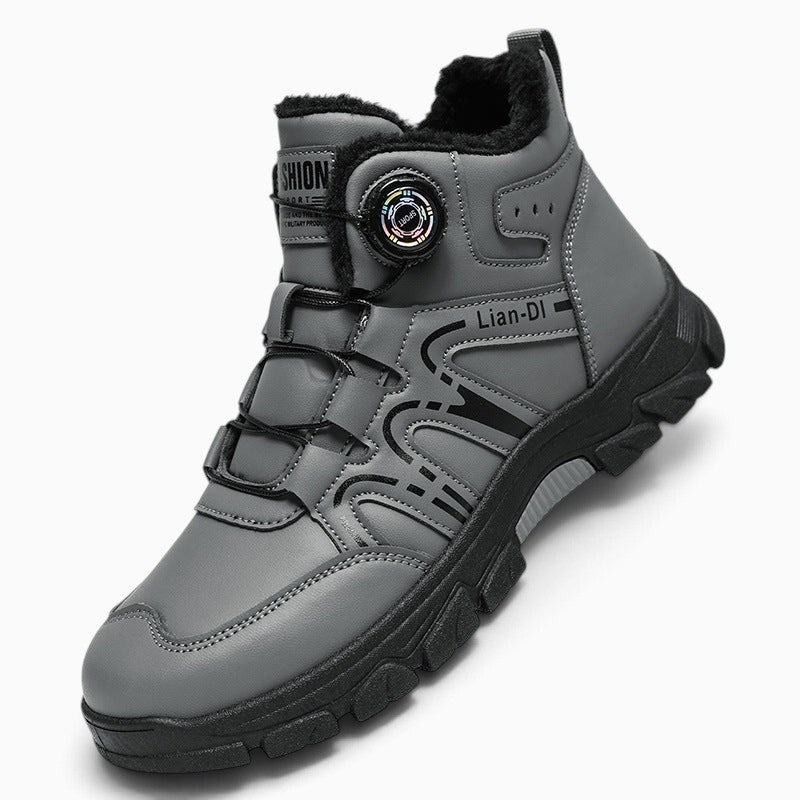 Chaussure montante hiver homme Orthopodys, marque exploitée par AIIBORI (SASU), grise en PU avec doublure chaude et molette