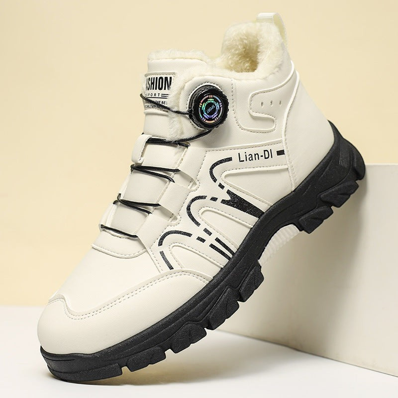 Chaussure hiver homme Orthopodys, marque exploitée par AIIBORI (SASU), montante, blanche, fourrée, avec serrage molette