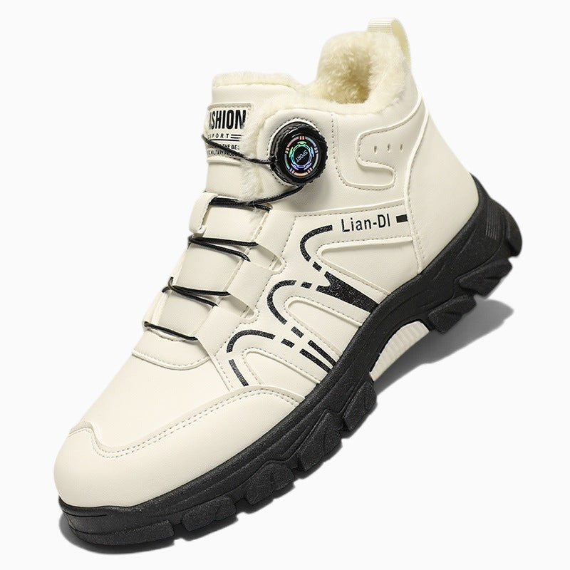 Chaussure hiver homme Orthopodys, marque exploitée par AIIBORI (SASU), montante beige fourrée avec serrage à molette