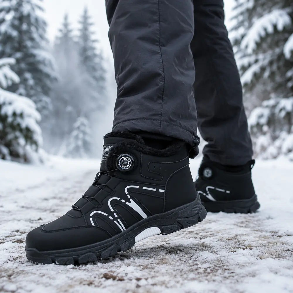 Chaussure hiver homme Orthopodys, marque exploitée par AIIBORI (SASU), noire montante fourrée avec serrage rapide